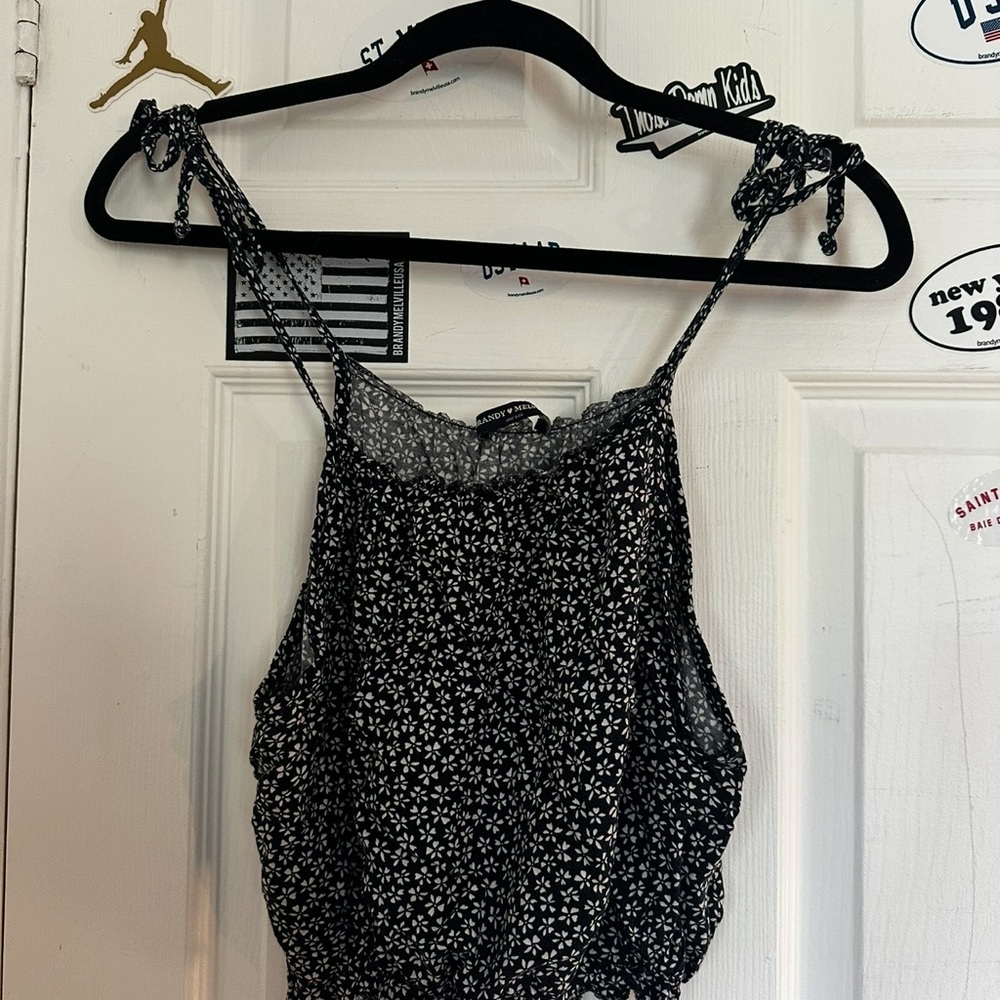 Brandy Melville Floral Black and White Women's Top
